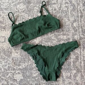 NWOT Aerie Swim Green Scalloped Bikini